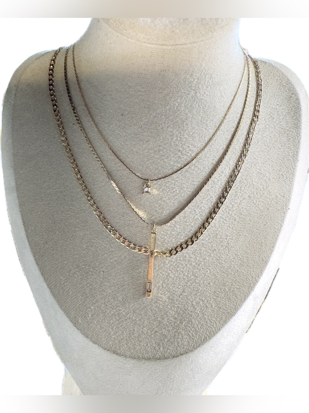 Aldo Gold Layered Bar & Charm Necklace Set